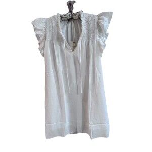 Ruffle‎ Mini Dress White Medium Cottagecore Prairie Whimsical NEW AndTheWhy